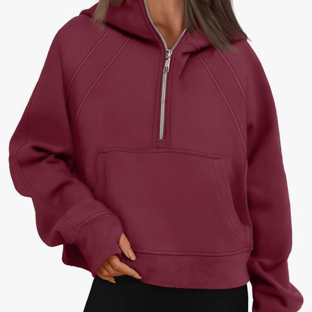 Amazon WYNNQUE Quarter Zip Pullover Crop Hoodie Long Sleeve Fleece Sweatshirt
